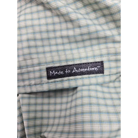 ExOfficio Shirt Mens XL Green Gingham Check Botton Up Vented Hiking Outdoor - Picture 6 of 10